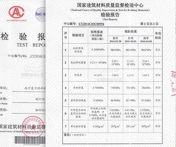 极悦碳纤维布检测报告